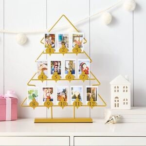 New Wondershop Gold Metal Tree 12 day Photo Holder Advent Calendar, 15”x19”